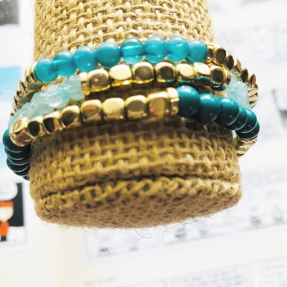 Alquimia Jewelry - 3 FOR 35 BLUE AND GOLD OS BRACELET SET